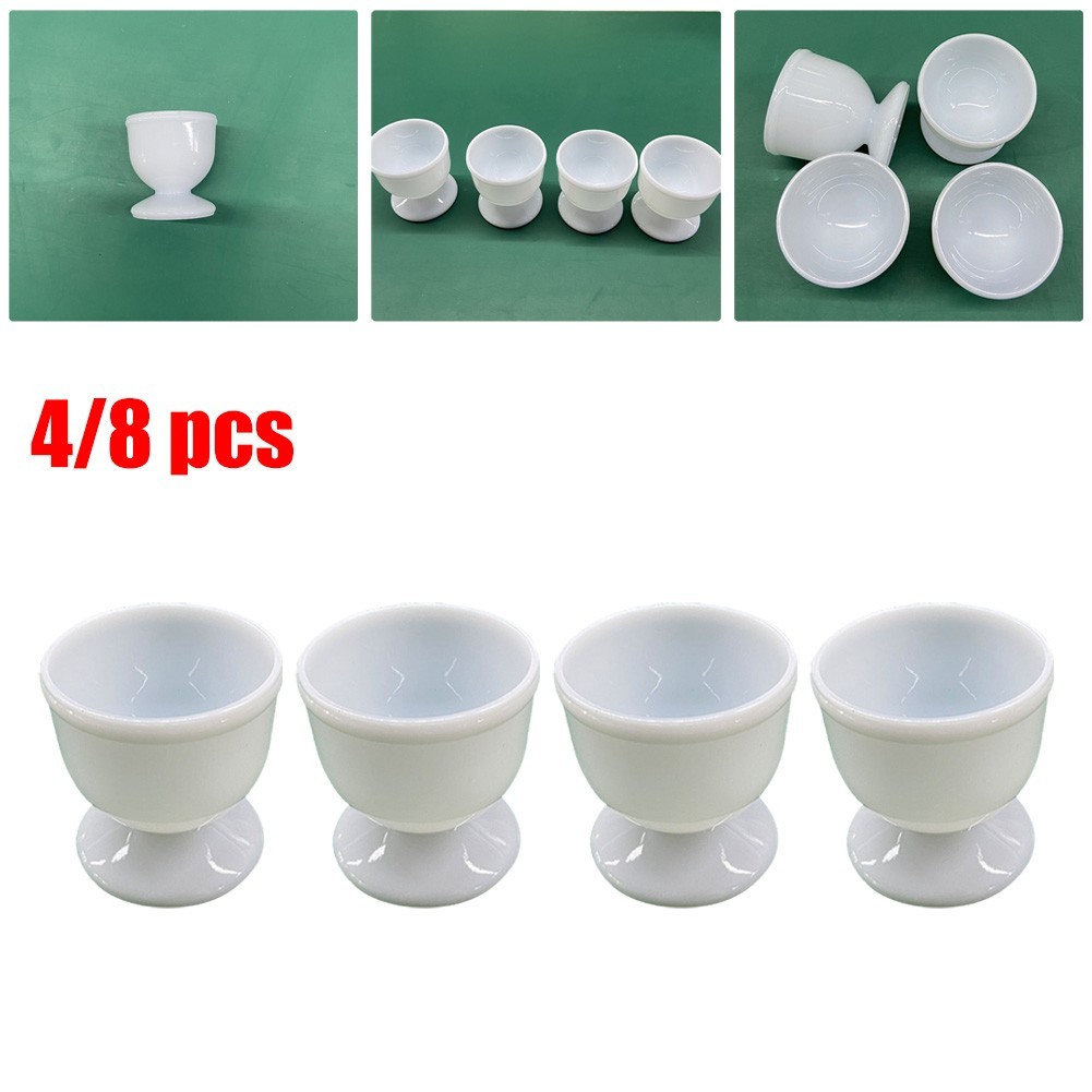 [GIGGLE] 4 / 8pc Hộp đựng trứng trắng Hộp đựng trứng luộc mềm cứng Cốc ăn sáng nhà bếp
