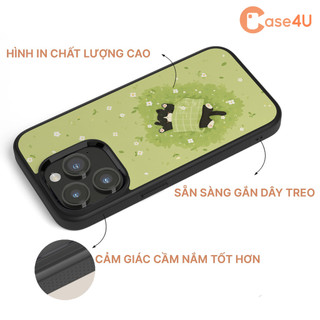 Ốp Lưng Cho iPhone Samsung, Ốp Cứng Viền Dẻo Hình Mèo Đen Ngủ Trên Đồng Cỏ Hoa, Cat Nap