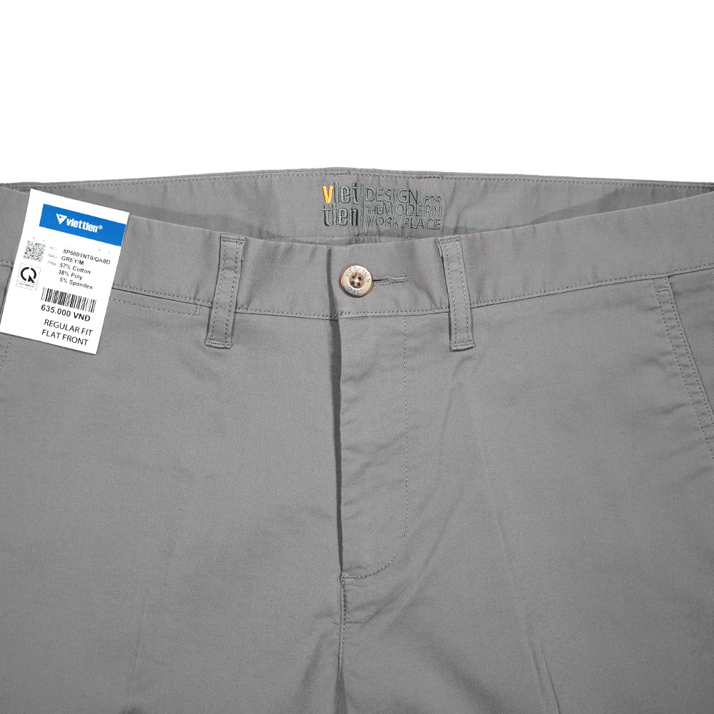 VIETTIEN SALE - QUẦN KAKI VIETTIEN, Màu Xám Đậm, Họa Tiết Trơn, Form Regular Fit, không ly Chất liệu cao cấp