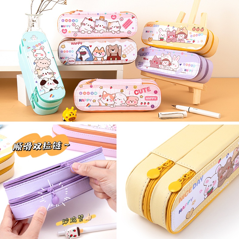 Hộp bút 2 tầng đa năng dễ thương 21.5*7*7cm
