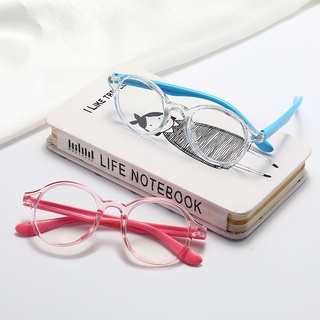 Trẻ Em Mới Khung Tròn Chống Ánh Sáng Xanh Chân Silicon Gương Phẳng Màu Kẹo Retro Kid Kính Mắt