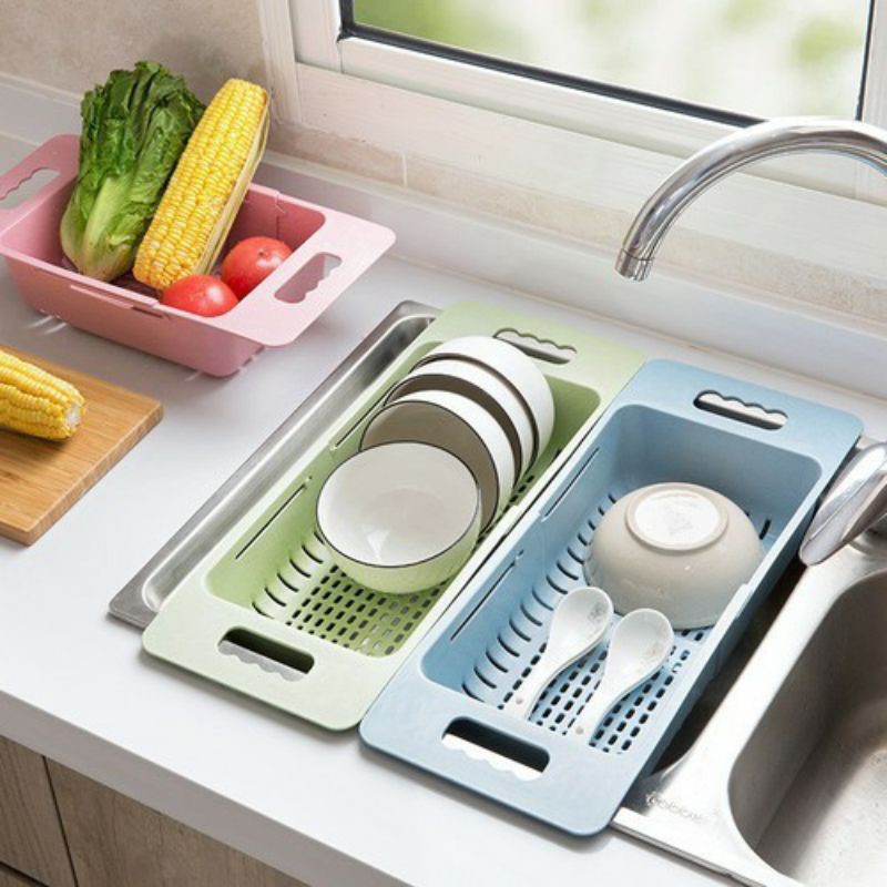 Rổ nhựa gác bồn rửa chén rút gọn