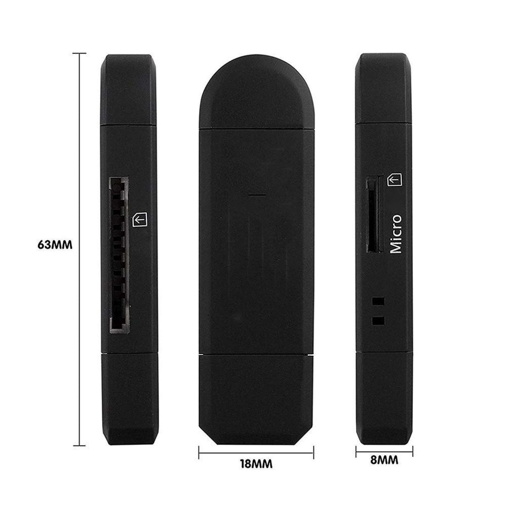Đầu Đọc Thẻ Micro USB + USB OTG Bộ Chuyển Đổi Thẻ Nhớ USB2.0 Cho PC Android