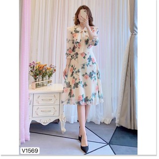 ĐẦM HOA NƠ PHỐI VOAN,THIẾT KẾ HỌA TIẾT HOA VÔ CÙNG SANG TRỌNG,ĐẶC BIỆT LÀ CHẤT LIỆU VÃI THOÁNG MÁT NAM LEE26688