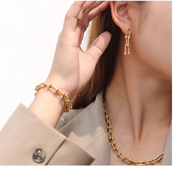Choker vòng cổ nam nữ unisex titan kiểu xích hình khóa móng ngựa không gỉ