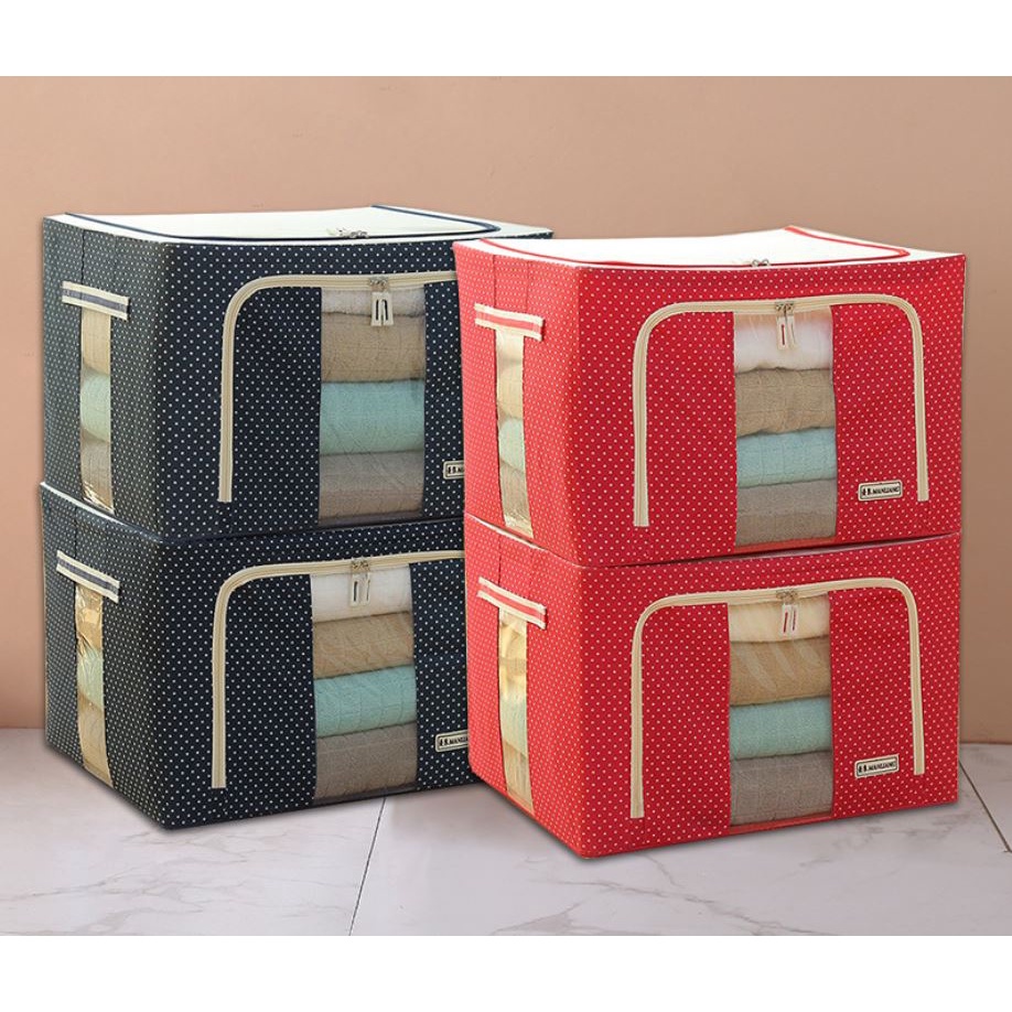 Ảnh Combo 32 Hộp Vải Khung Thép Gấp Gọn 66 Lít 50*40*33cm Đựng Chăn Màn Túi Vải Khung Sắt Đựng Quần Áo Tiện Lợi Có Khóa Kéo 2