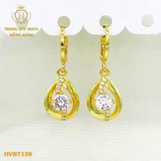 Bông Tai, Khuyên Hoa Tai Nữ Dáng Dài Xi Mạ Vàng Non Cao Cấp - Trang Sức Hava Hong Kong - HVBT128