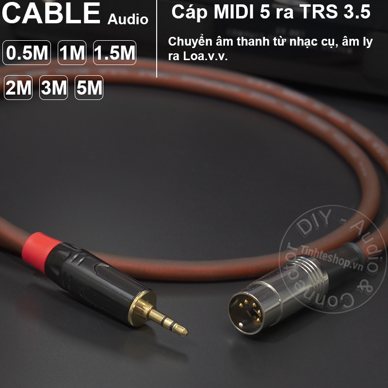 Dây DIN 5 pin ra 3.5mm DIY 0.5M đến 5M - Cáp DIN 5 ra 3.5mm chuyển âm ...