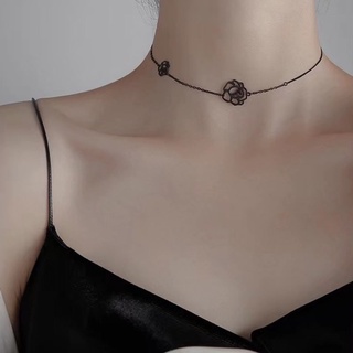 Dây Chuyền Mặt Hoa Hồng Đen Đơn Giản Độc Đáo Phong Cách Mới