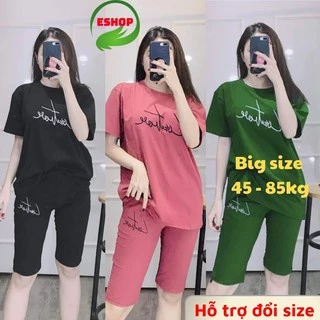 Đồ bộ mặc nhà nữ quần lửng bigsize mùa hè thun cotton thể thao đẹp dễ thương cute trung niên mặc ngủ đi chơi ESHOP AD02