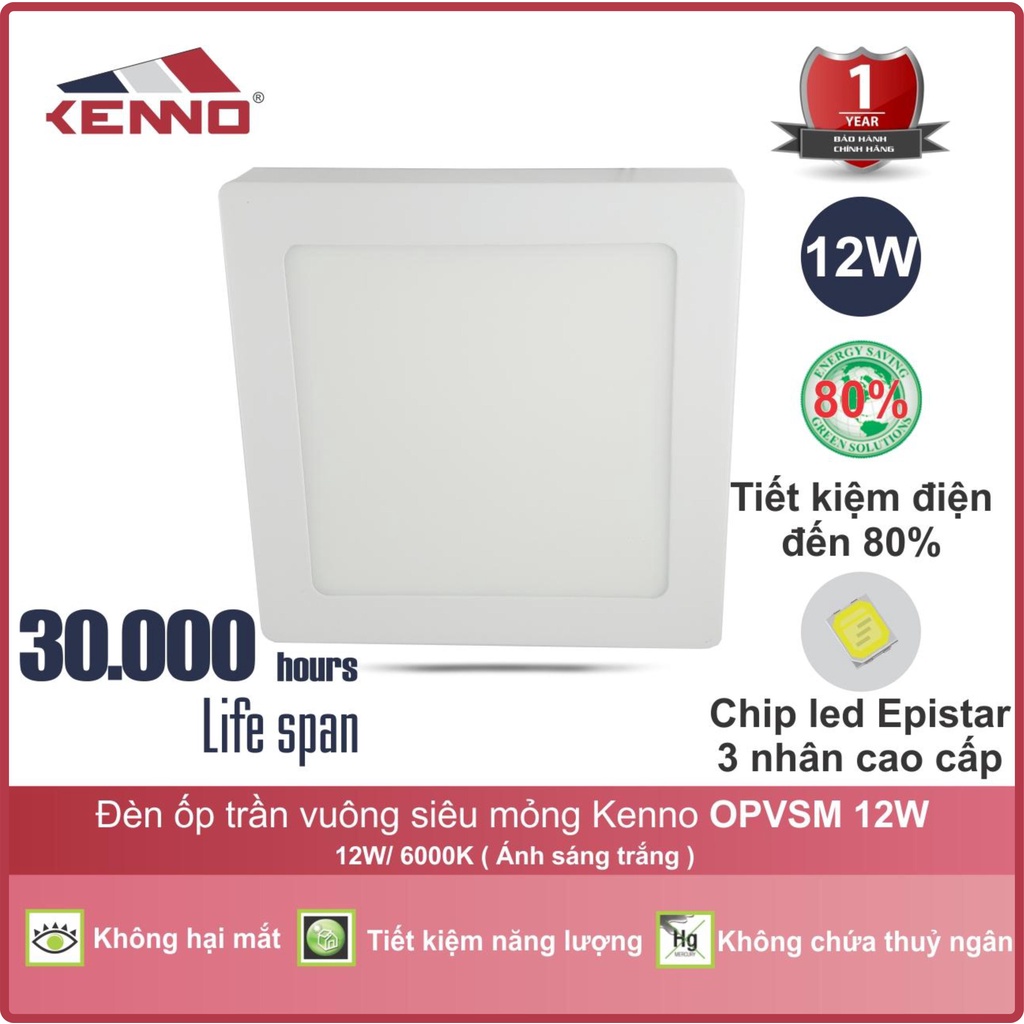 Đèn ốp trần siêu mỏng vuông OPSMV CHÍNH HÃNG Made in Việt Nam