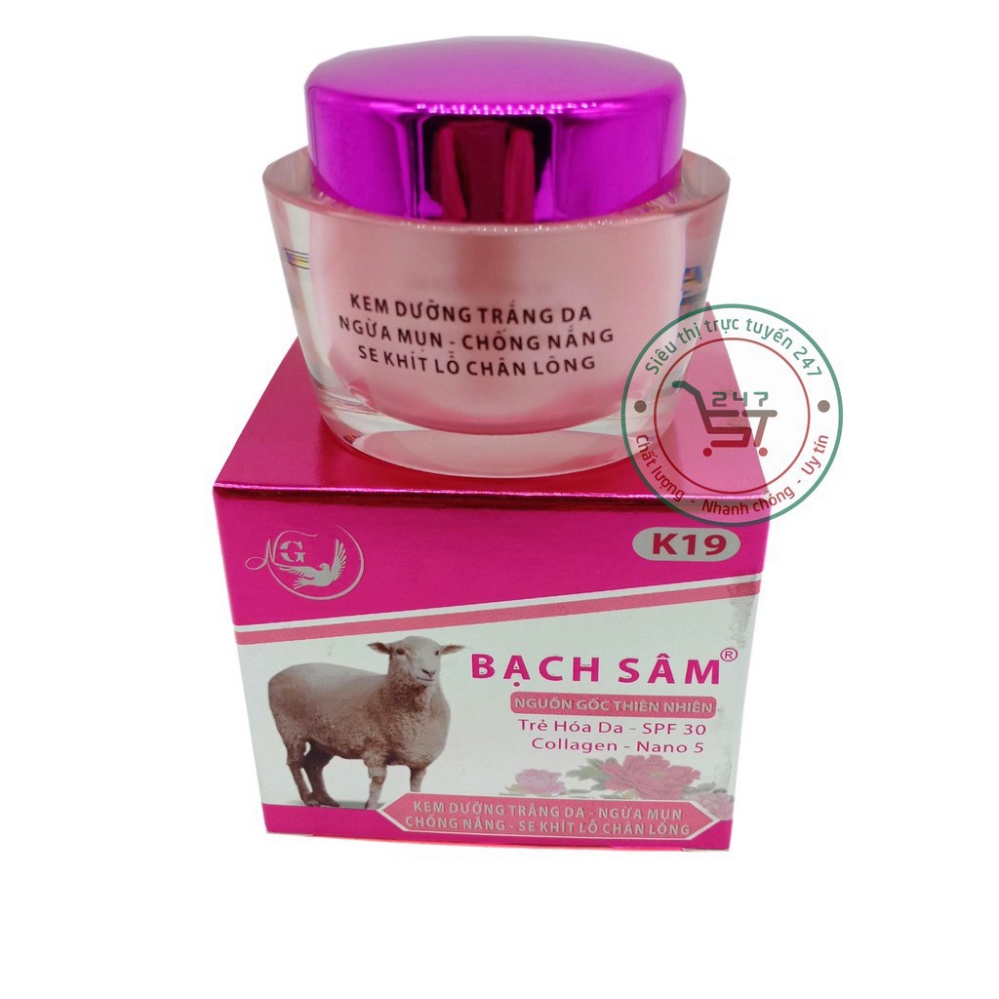 Kem Mụn Thâm Trắng da Chống nắng Se khít lỗ chân lông Bạch Sâm K19 22g (Hồng-xám)