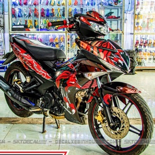 Gía sốc tem trùm xe exciter 150 đen đỏ lion  độ thiết kế team dán phủ decal xe máy giá rẻ đẹp