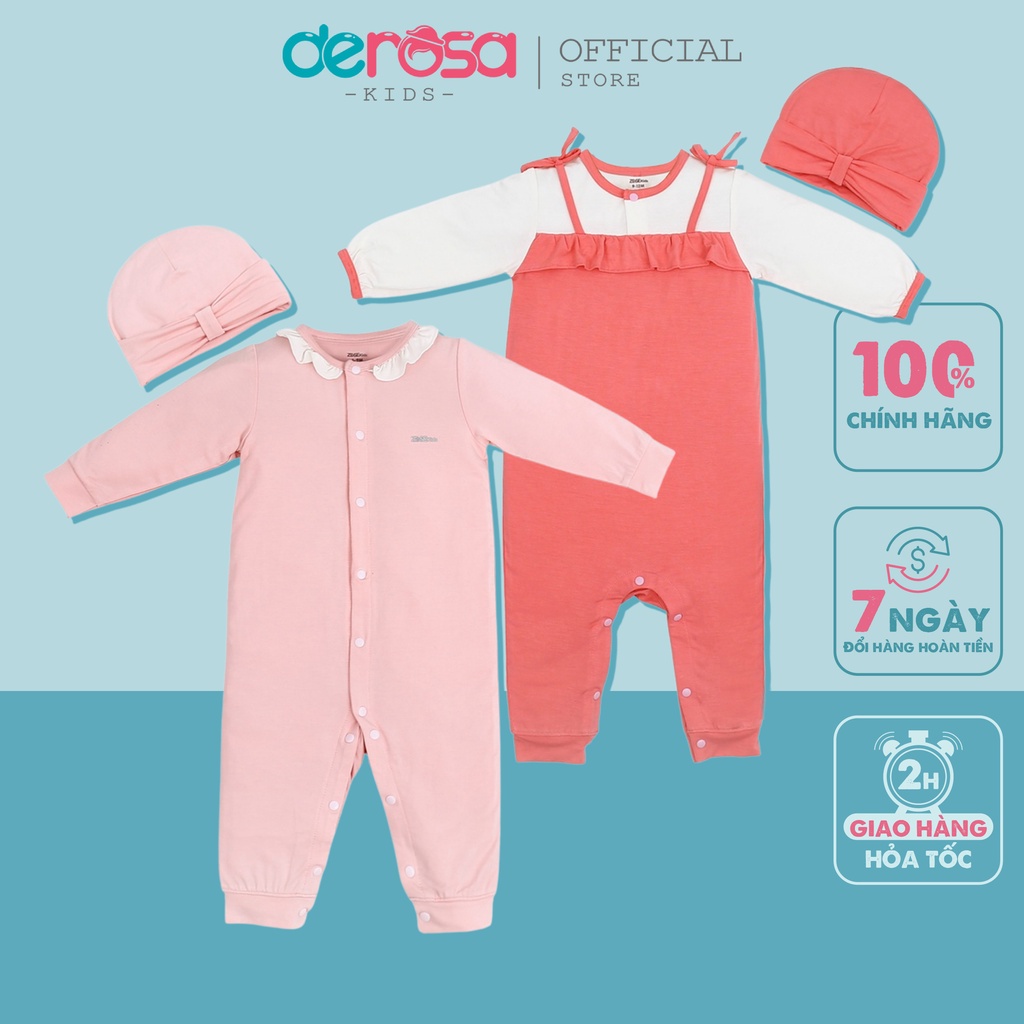 Bộ body cho bé sơ sinh DEROSA KID đồ liền thân bé gái dài tay từ 0 đến 6 tháng