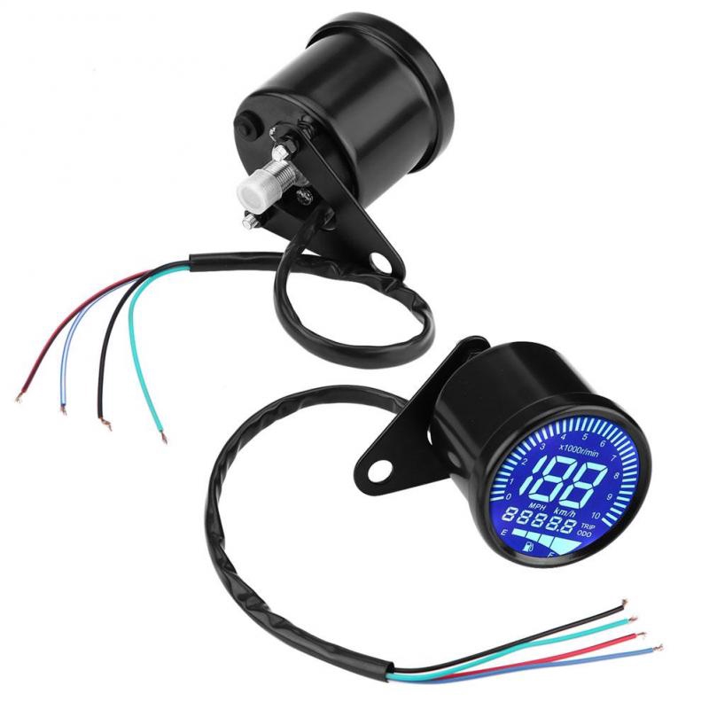 Đa Năng Xe Máy LED Kỹ Thuật Số Đồng Hồ Tốc Độ Máy Đo Tốc Độ Đồng Hồ Đo Mức Dầu Đồng Hồ Đen
