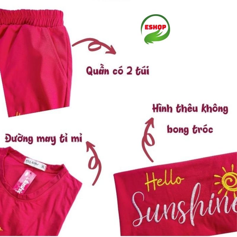 Đồ Bộ Mặc Nhà Nữ Quần Lửng Bigsize Thun Cotton Co Giãn - Set Đồ Bộ Nữ Mùa Hè Trung Niên ESHOP DB21