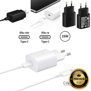 Cóc Sạc Samsung 25W Đen cho S20,S20ultra + Tặng Kèm Cáp C to C