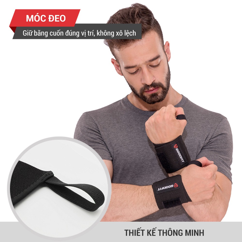 Băng quấn cổ tay tập gym, boxing bảo vệ cổ tay, trợ lực khớp GoodFit GF301W