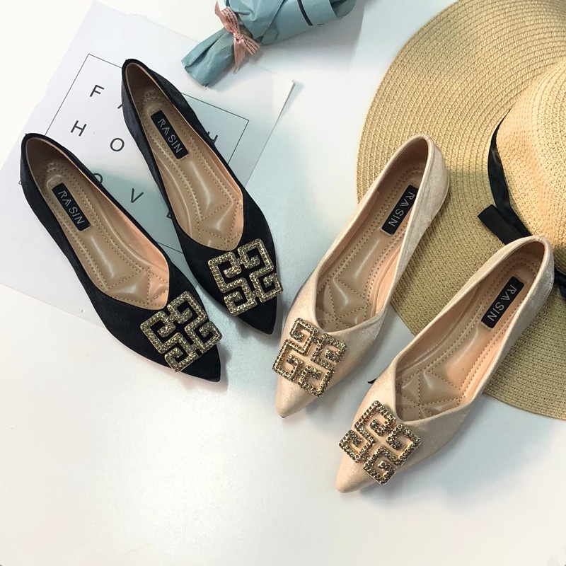 Size Lớn (31-46) Giày Nữ Phiên Bản Hàn Quốc Mũi Nhọn Khóa Vuông Giày Đế Bằng Nữ Phù Hợp Với Đế Mềm Cổ Tích Size Lớn 46 45 44 43 Thoải Mái Nhân Viên Văn Phòng Chị Em