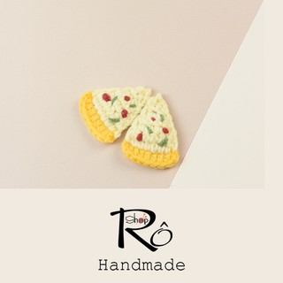 Kẹp tóc hình bánh pizza hải sản độc đáo cho nữ và bé gái 4.5cm |Cặp tóc len cute|Shop Rô Handmade