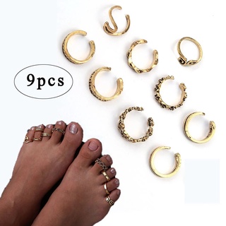 Set 9 Nhẫn Đeo Ngón Chân Phong Cách Retro Thời Trang Cho Nữ