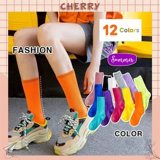 Tất cao cổ nữ phong cách Vintage Hàn Quốc, vớ nhún cao cổ nữ nhiều màu - Cherry Shop