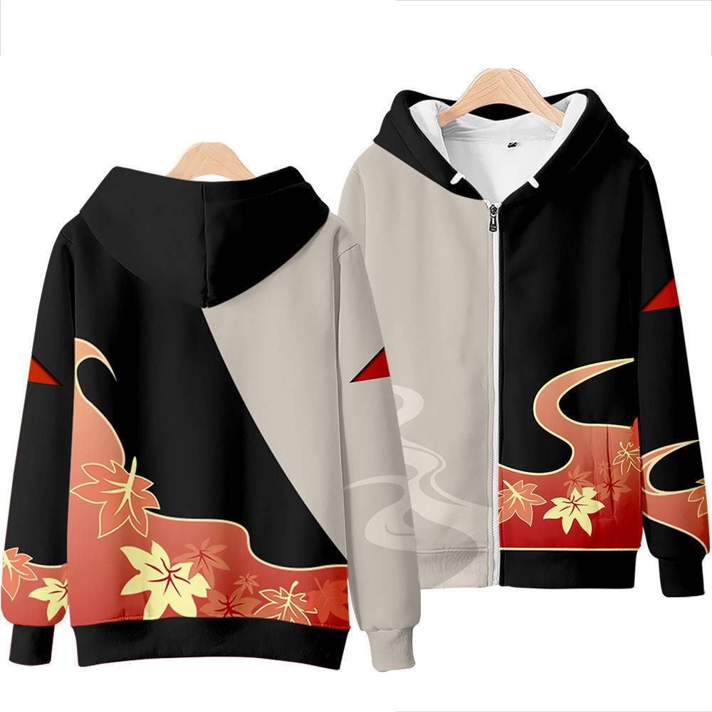 Sq2 Hot Anime Genshin Tác Động Áo Dài Tay Dây Kéo Áo Có Mũ Trùm Đầu Thường Ngày Kazuha Cosplay Áo Khoác Ngoài Plus Kích Thước