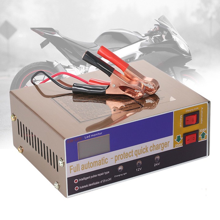 Máy sạc ac quy 12v/24v 100AH Sạc ac quy xe máy, oto. Nạp bình acquy nước và khô