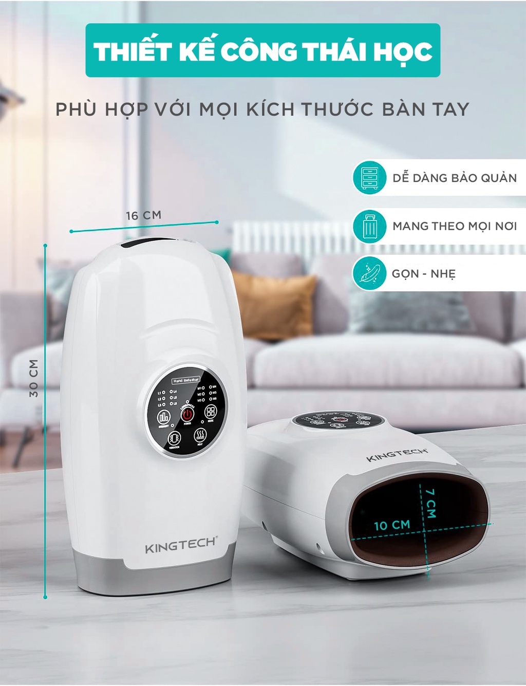 Mô tả Máy Massage Tay Cao Cấp KINGTECH KH-690 - Mát xa Trị Liệu Tích Hợp Nhiệt, Matxa Vùng Cổ, Mu, Ngón, Lòng Bàn Tay - 8
