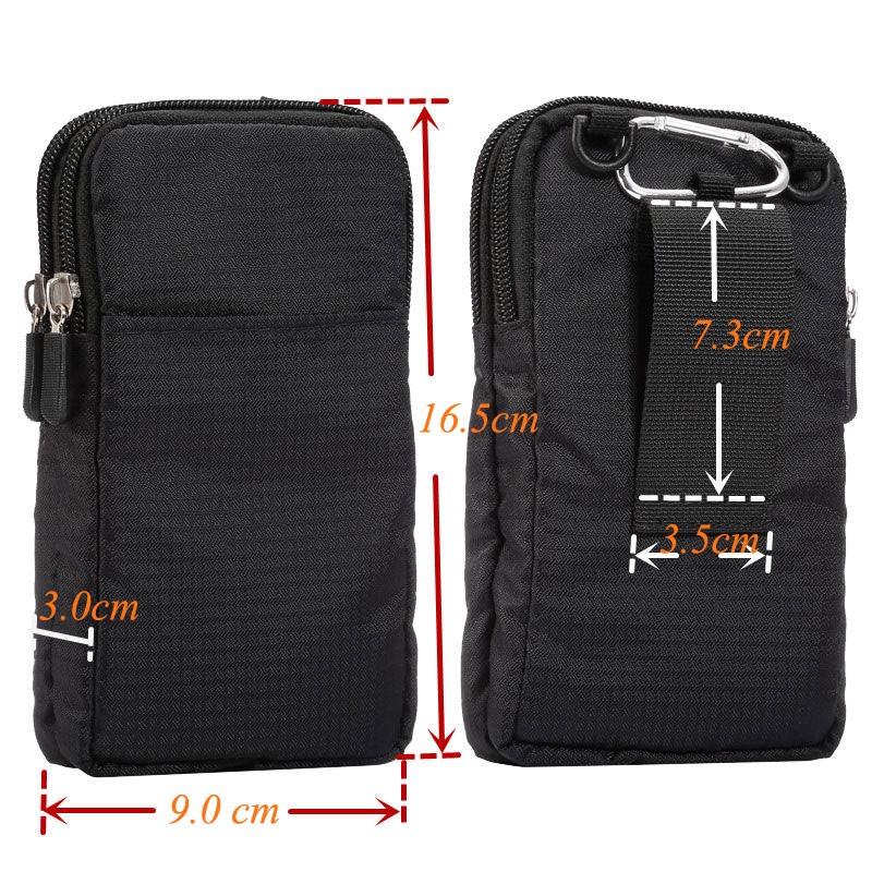 Đa Năng Cho Tất Cả Dưới 4.7-7.2 inch Điện Thoại Di Động Túi Ngoài Trời 3 Túi 2 Dây Kéo Ví Thắt Lưng Kẹp Túi Cho Điện Thoại Thông Minh