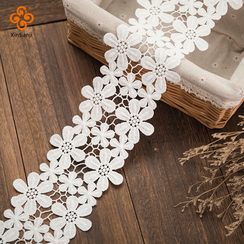 1 Sân Ren Tinh Tế Cotton Thêu Ruy Băng Chất Lượng Tốt Ren Viền Cho Đầm May Quần Áo Trang Trí Phụ Kiện Mỗi Sân