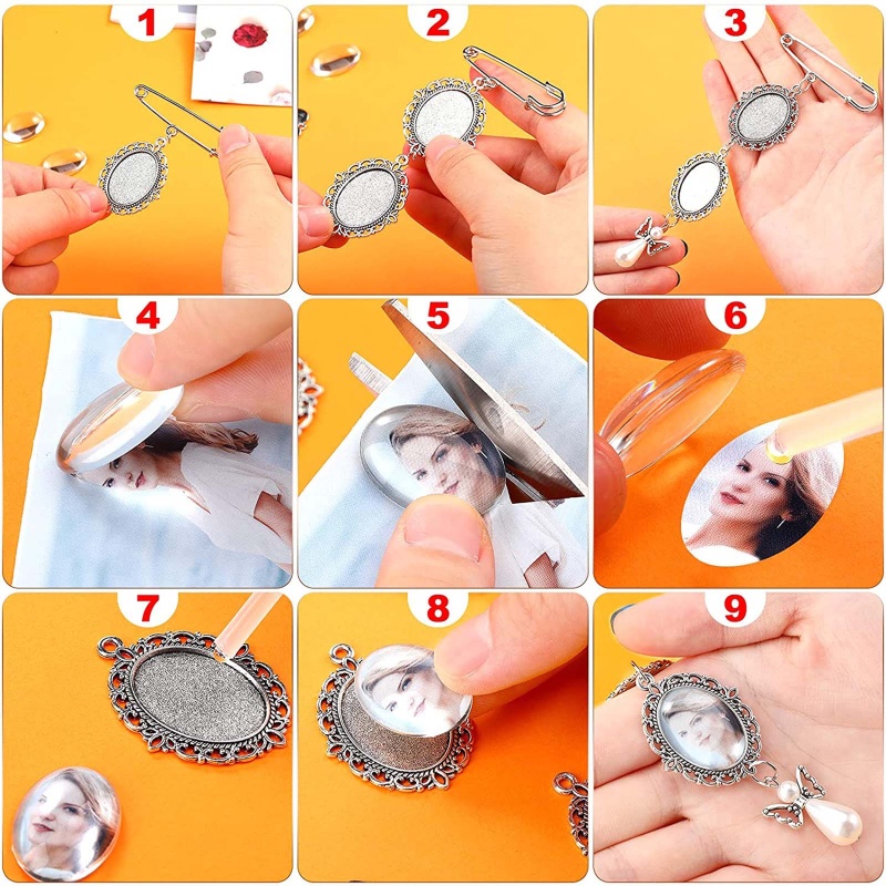 King white angel wedding bouquet photo charm pin lacy oval bridal charm dễ làm