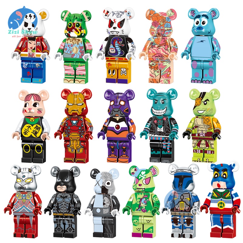 Bộ 16 Mô Hình Đồ Chơi Mini Bearbrick Khối xây dựng nhân vật nhỏ ...