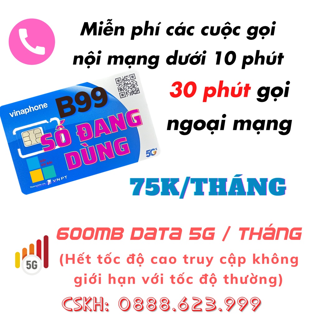 [THẺ ĐĂNG KÝ / GIA HẠN] GÓI B99 Vinaphone - MIỄN PHÍ NỘI MẠNG VÀ 3G/4G ...