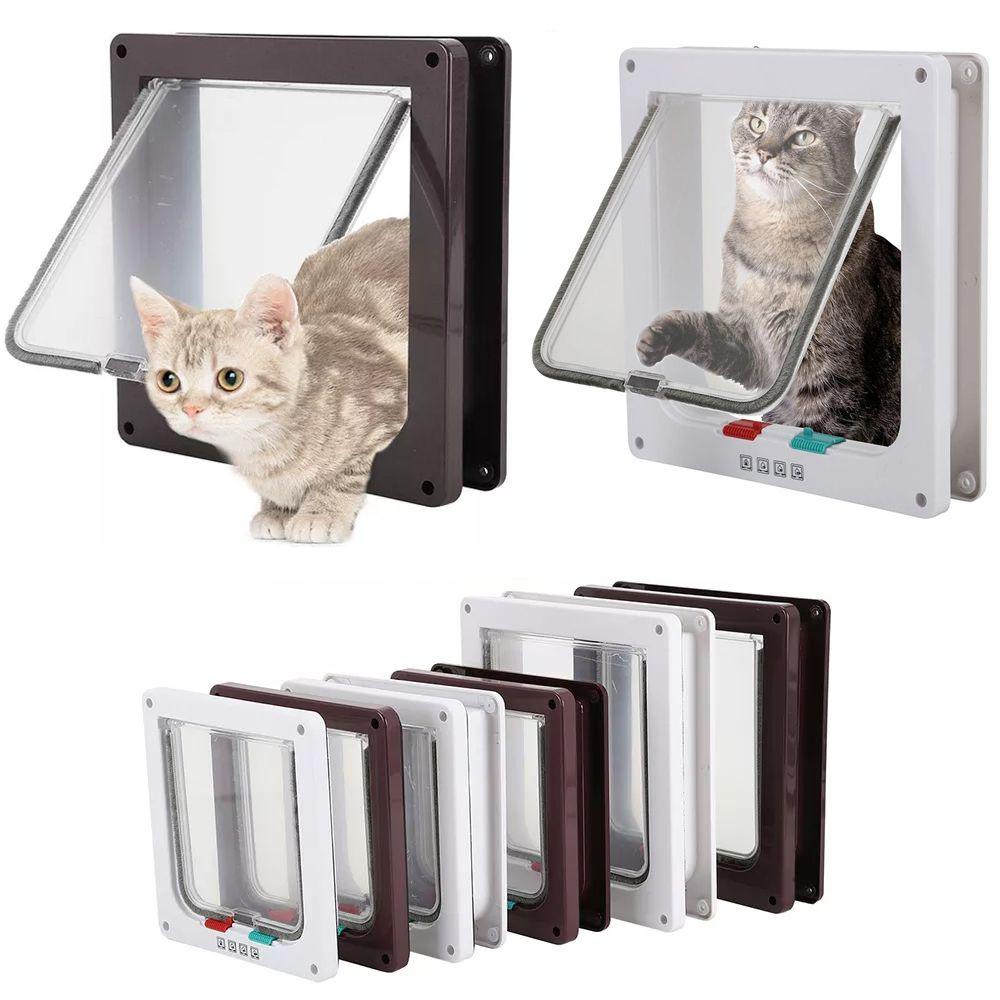 JSJJING Cửa Mèo Chống Thời Tiết Lắp Đặt Dễ Dàng Với Khóa An Ninh 4 Cách Vào Ra Chất Liệu ABS 4 Kích Cỡ Đồ Dùng Cho Thú Cưng