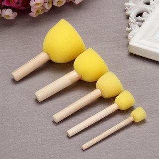 Bộ 5 cọ mút xốp cán gỗ dùng vẽ tranh diy cho bé