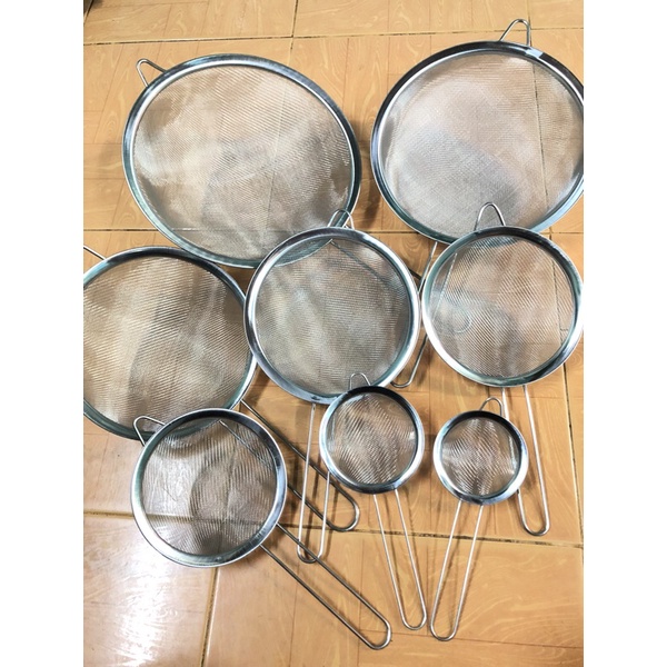 Rây lọc inox có cán rổ lược tay cầm lược cua ray cháo rây bột lược inox ...