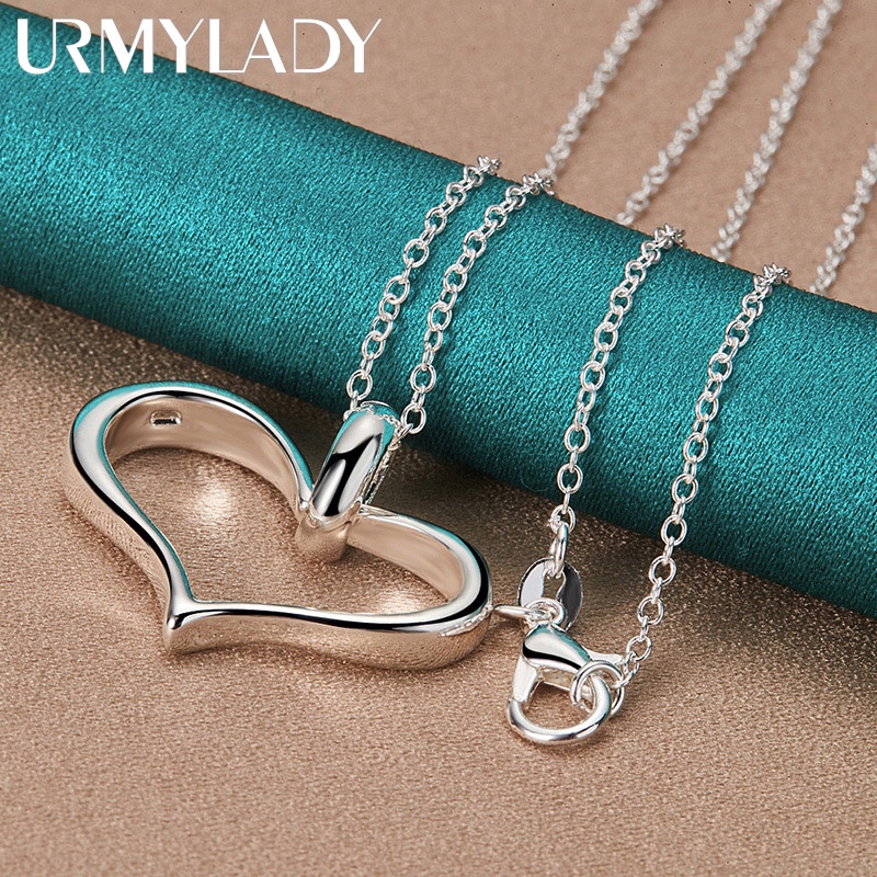 Mặt dây chuyền bạc 925 hình trái tim, dây xích 16-30 inch, thời trang cho nữ trong đám cưới và tiệc tùng