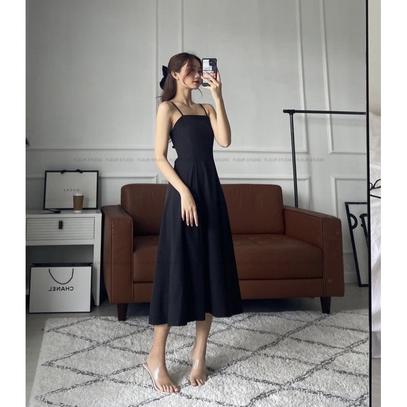 ĐẦM HAI DÂY ĐEN CUT OUT LƯNG XINH XẮN - PHELINA DRESS