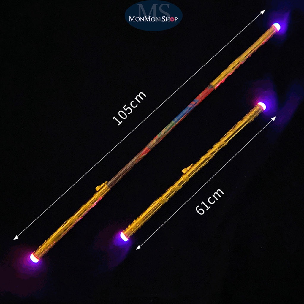 Gậy Như Ý Hóa Trang Tôn Ngộ Không Có Nút Bấm Led Phát Sáng 2 Đầu Biến Hóa Kéo Dài 110cm