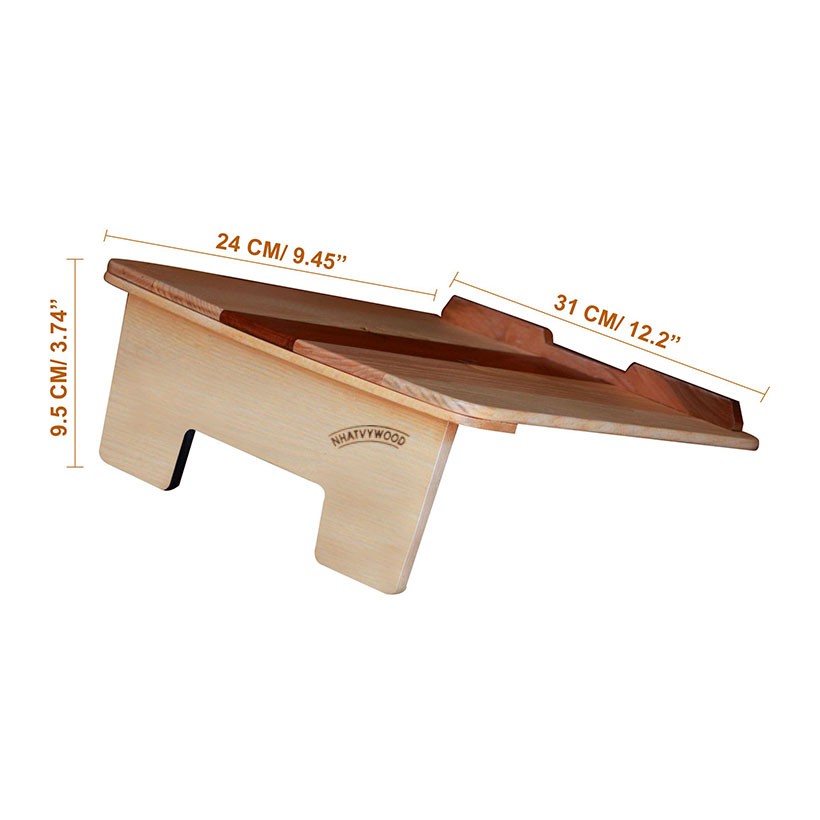 Kệ laptop thông minh có thể gấp gọn vào balô mang đi, giá kê đỡ laptop để bàn bằng gỗ Nhatvywood NVLP04
