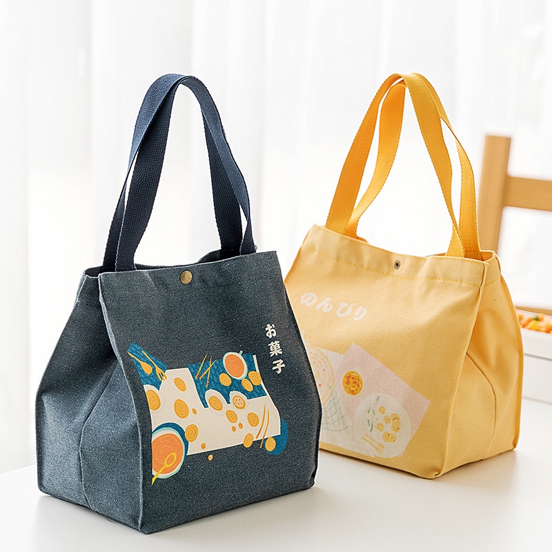 Túi vải canvas đựng cơm phong cách Nhật Bản, hộp cơm giữ nhiệt, túi lưu trữ thực phẩm