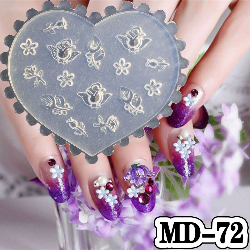 Wellb 3D Hoa Silicon Móng Tay Nghệ Thuật Trang Trí Khuôn Nhựa Cabochon Trang Sức Mặt Dây Chuyền Khuôn