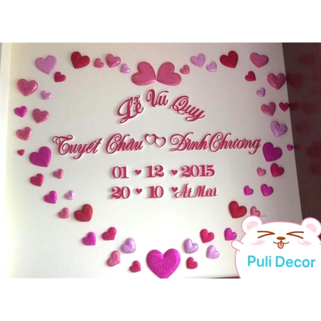 Bộ chữ xốp dán đám cưới 3D cao cấp trọn bộ bao gồm tên, ngày, lễ ...