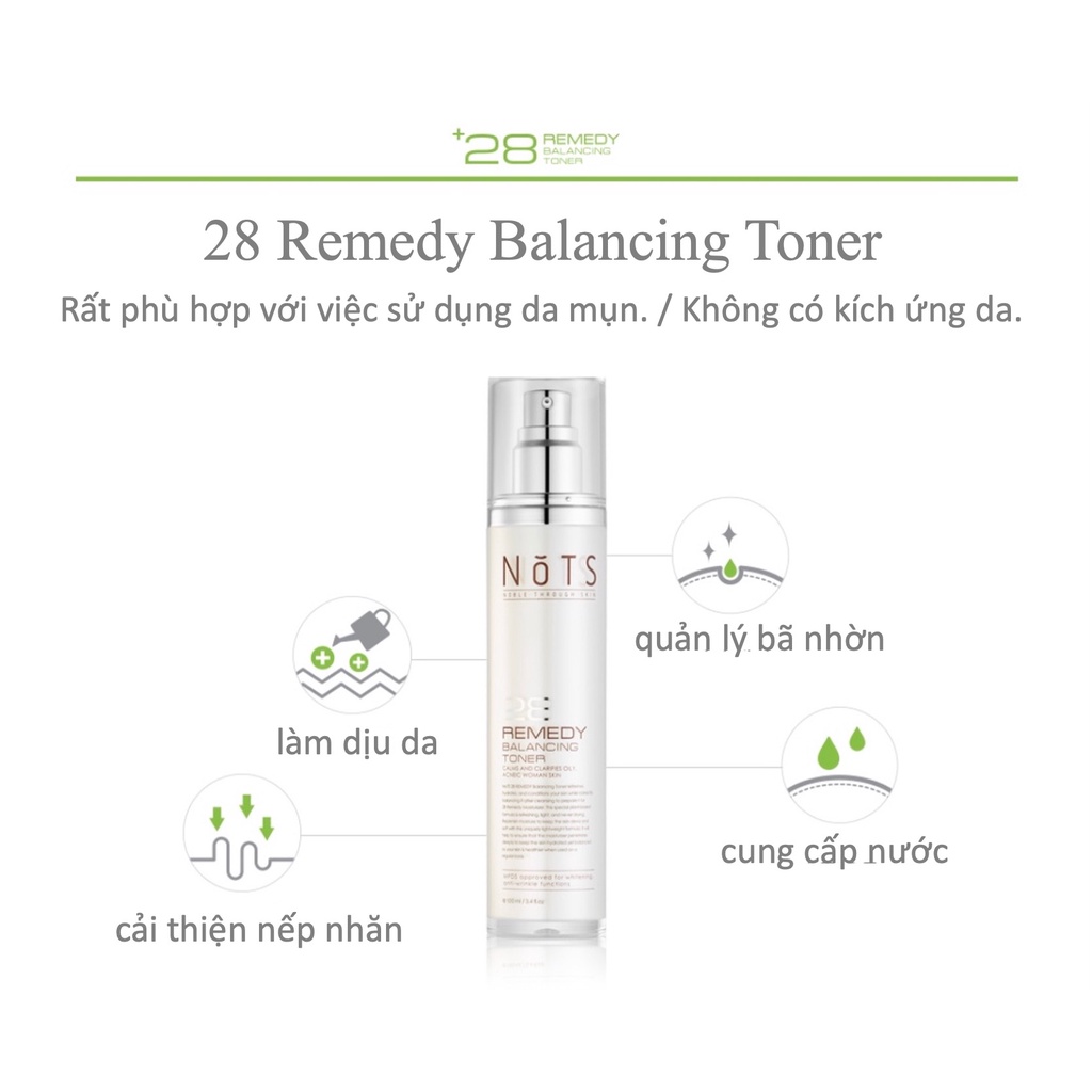 Nước Cân Bằng Phục Hồi Da NoTS 28Remedy Balancing Toner 100ml