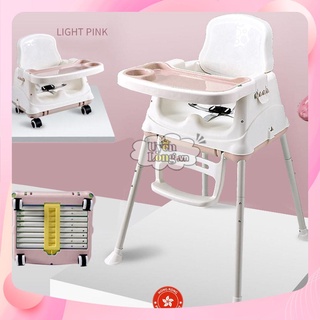 Ghế Ăn Dặm Cho Bé Có Bánh Xe – Ghế Chân Cao, Gấp Gọn, Điều Chỉnh Đa Năng, Giúp Bé Ngồi Ngoan Khi Ăn