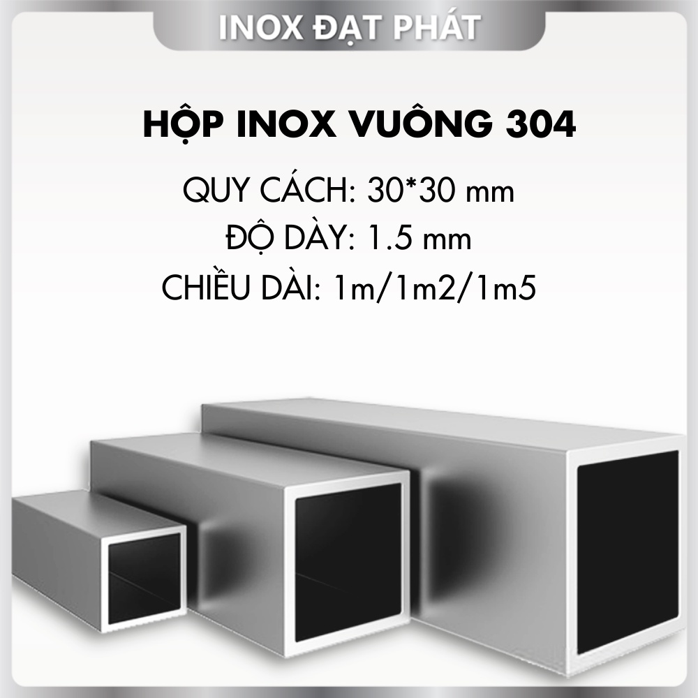 Hộp Inox Vuông 304 30*30 mm, Độ dày 1.5 mm, Dài 1m/1m2/1m5 | Shopee ...