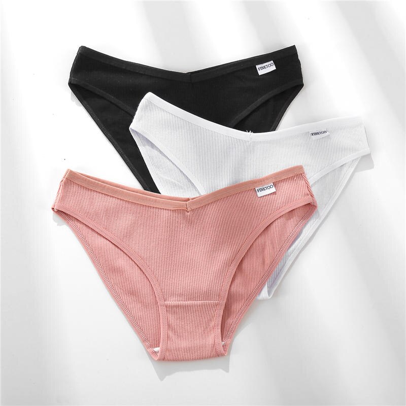 Ảnh Set 3 chiếc quần lót cotton FINETOO màu trơn size M-XL cho nữ 1