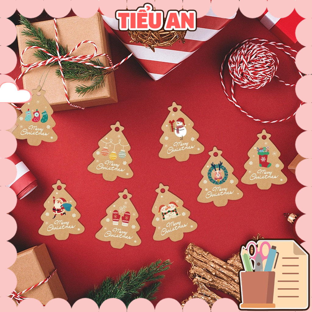 Combo 12 Thẻ Tag Kraft (KÈM DÂY) treo trang trí cây thông Noel, Giáng ...