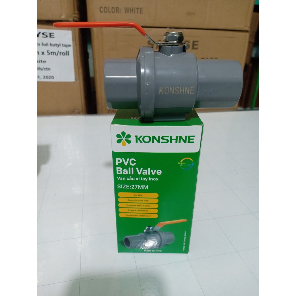 Van Ống Nước Nhựa phi 21 Tay Gạt Bi Inox